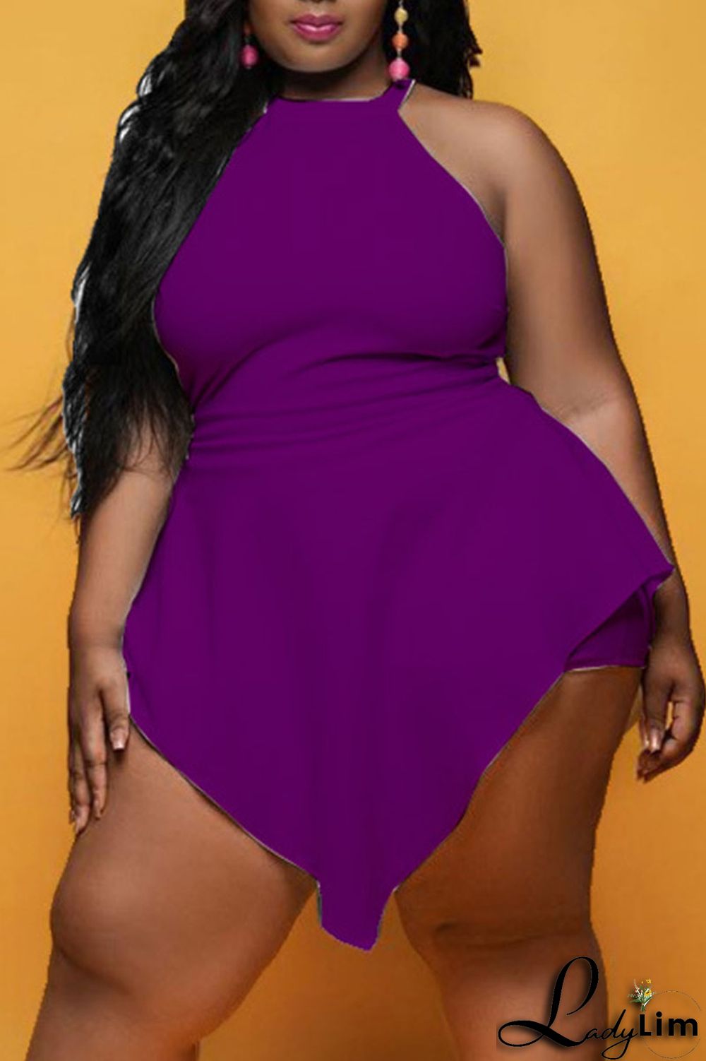 White Fashion Casual Solid Split Joint Asymmetrical O Neck Plus Size Romper