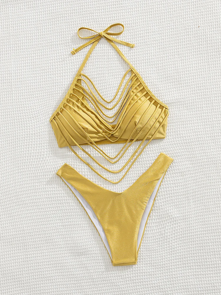Sexy Tassel Bikini Swimsuit and Sarong