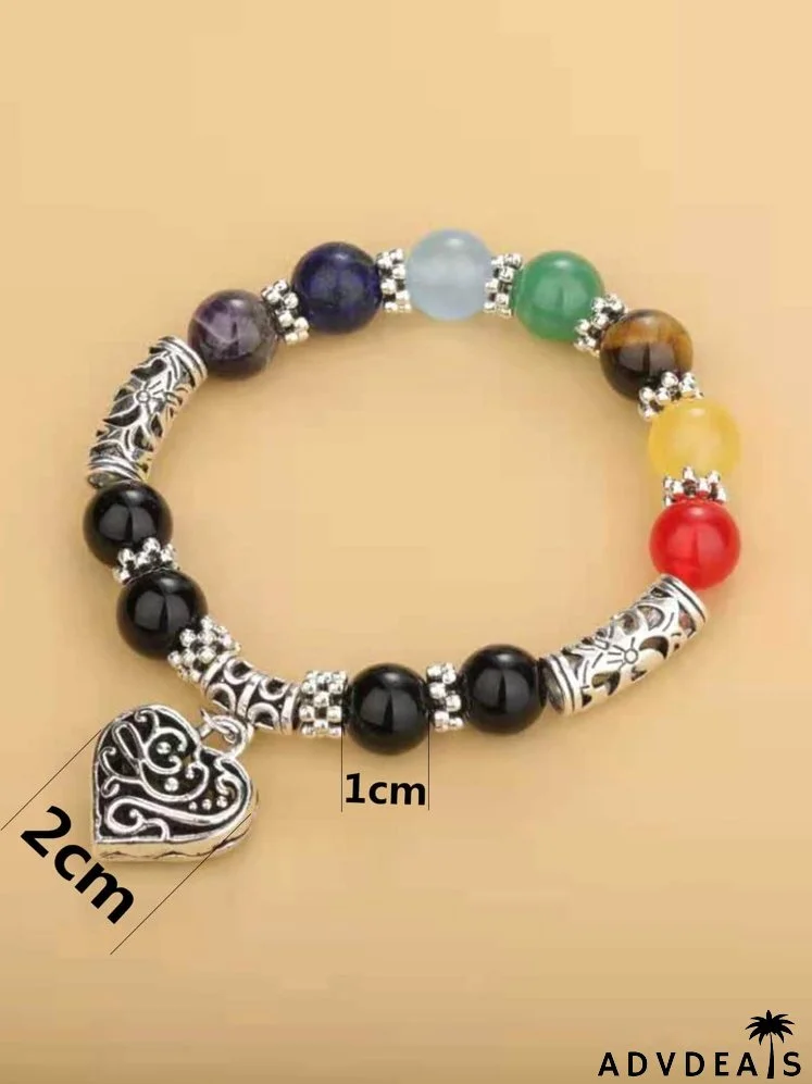 Heart Charm Beaded Bracelet