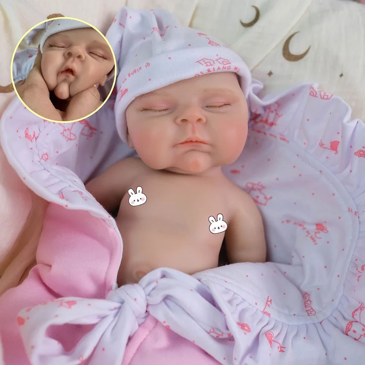 12inch Solid Silicone Baby Powder Printed Blanket-Like Doll