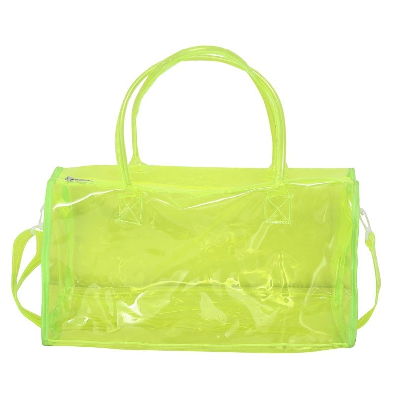 Unisex PVC Solid Color Basic Square Zipper Travel Bag