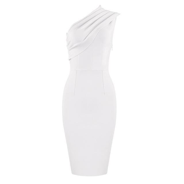 Sleeveless single shoulder party dress-zachics