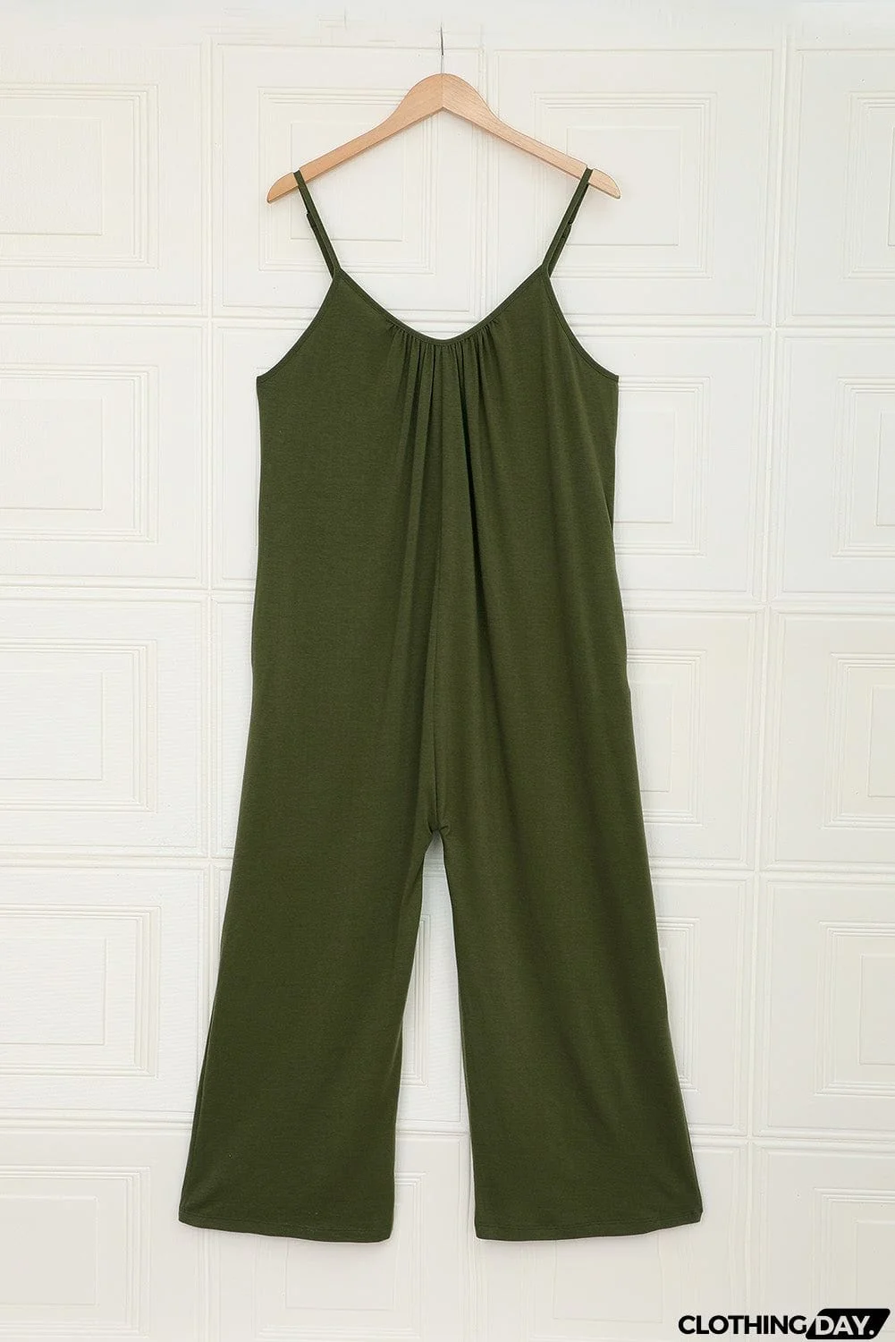 Spaghetti Straps Wide Leg Pocketed Jumpsuits