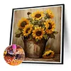 Iron Bucket Sunflower-Full Round Diamond Painting 30*30CM