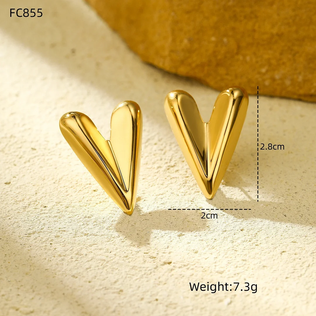 Retro French Style Heart Titanium Steel Earrings