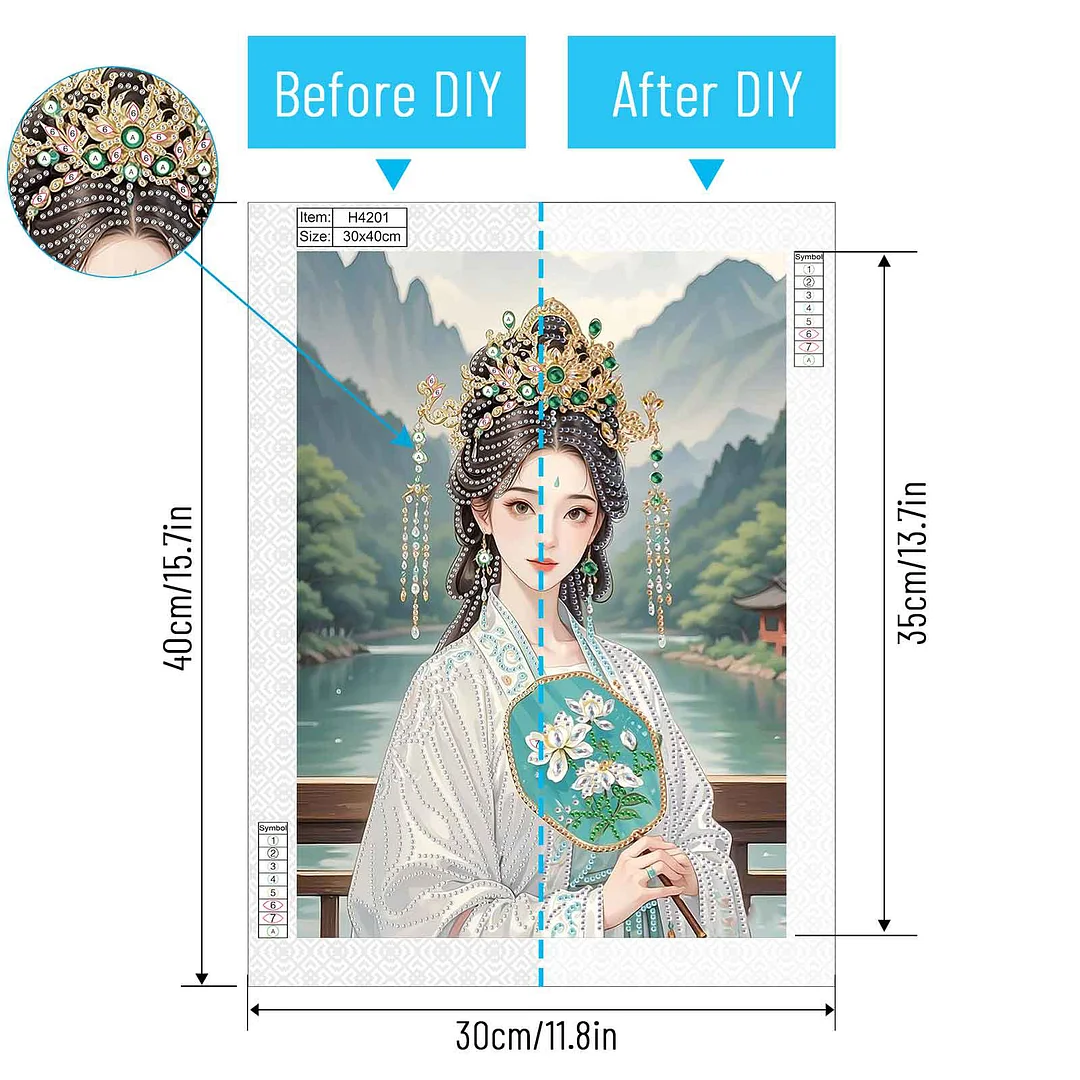 Diamond Painting - Partial Special Shaped Drill - Landscape Lady(Canvas|30x40cm)