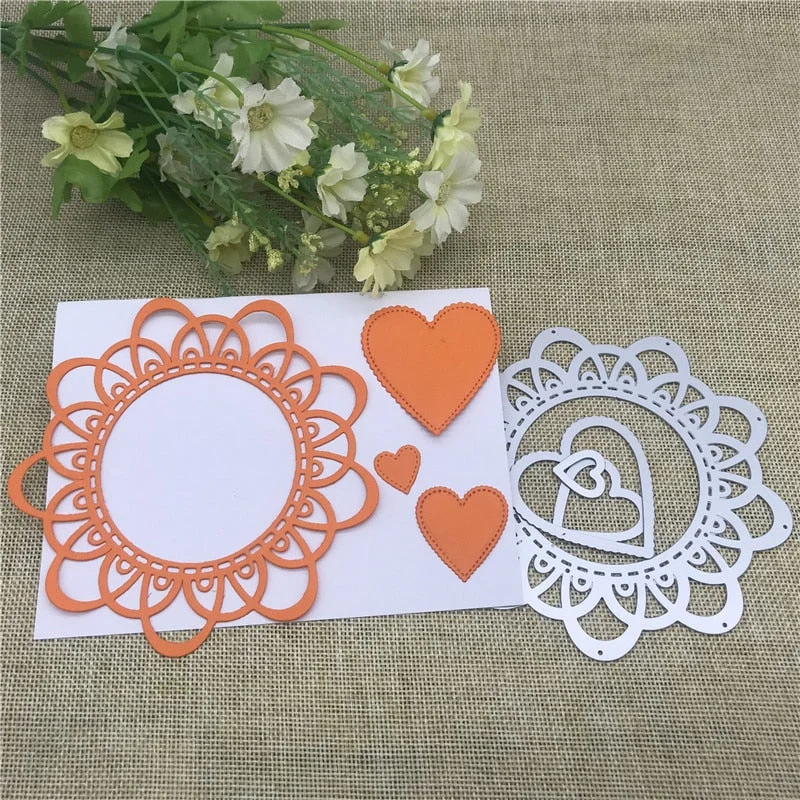 Lace wreath love Metal Cutting Dies Stencil Scrapbooking Photo Album Card Paper Embossing Craft DIY Die Cut