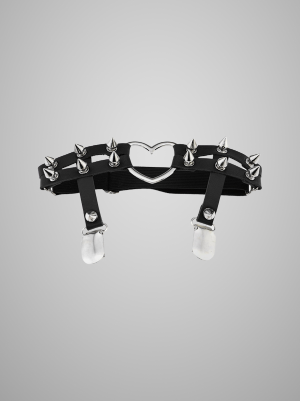 Punk Sharp Rivet Heart Pattern Garter