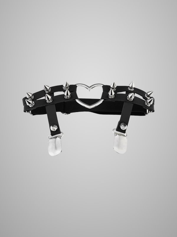 Punk Sharp Rivet Heart Pattern Garter