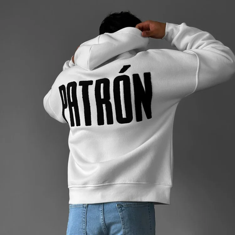 Stylish Letter Design Flocked Hoodie