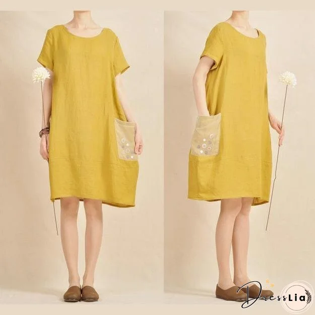 Yellow linen shift dress orginal summer dresses