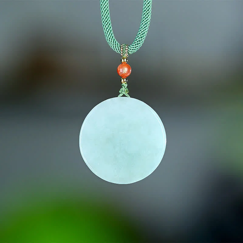 925 Sterling Silver Buddha Round Jade Prosperity Necklace Pendant