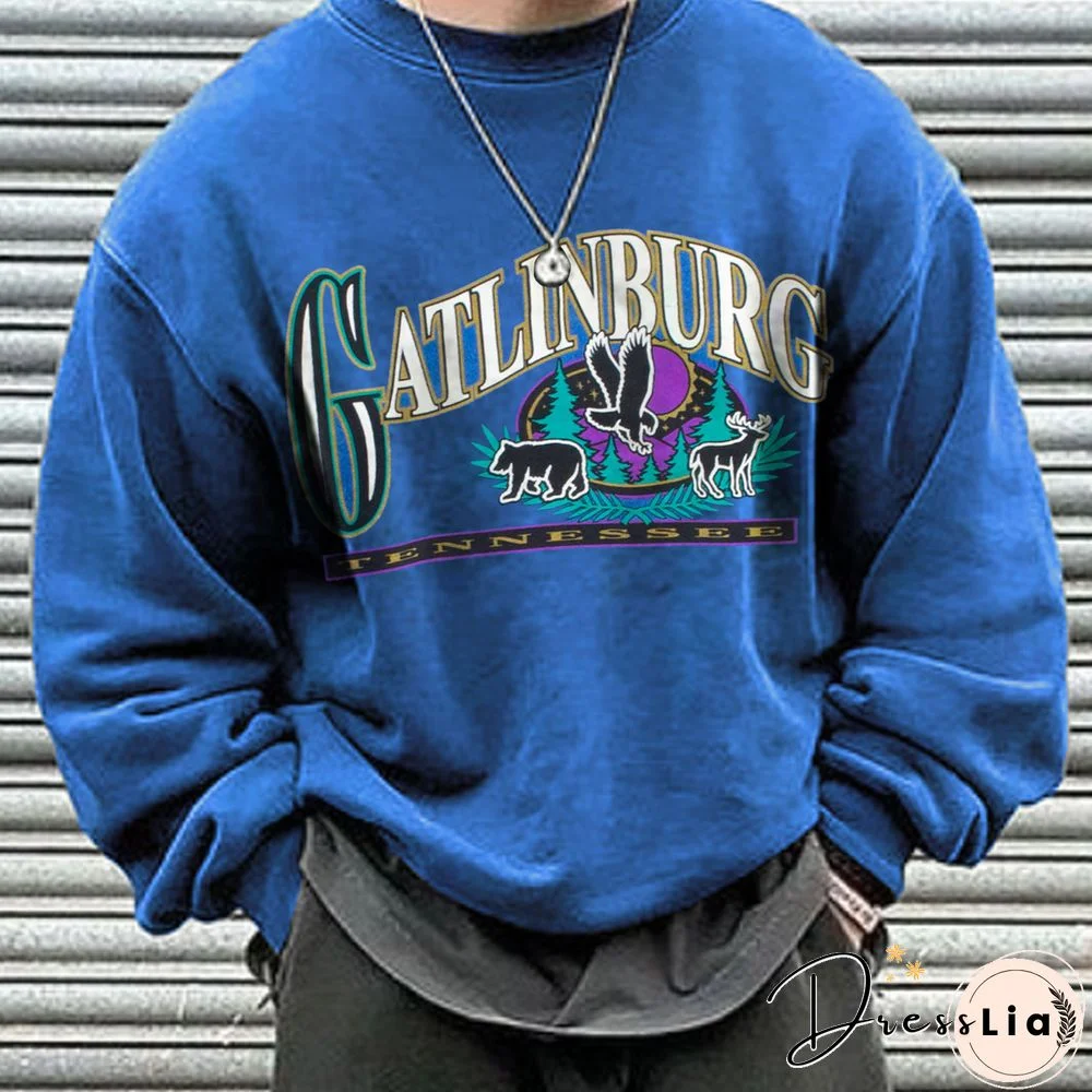 Oversized Retro Gatlinburg Ethnic Round Neck Sweater