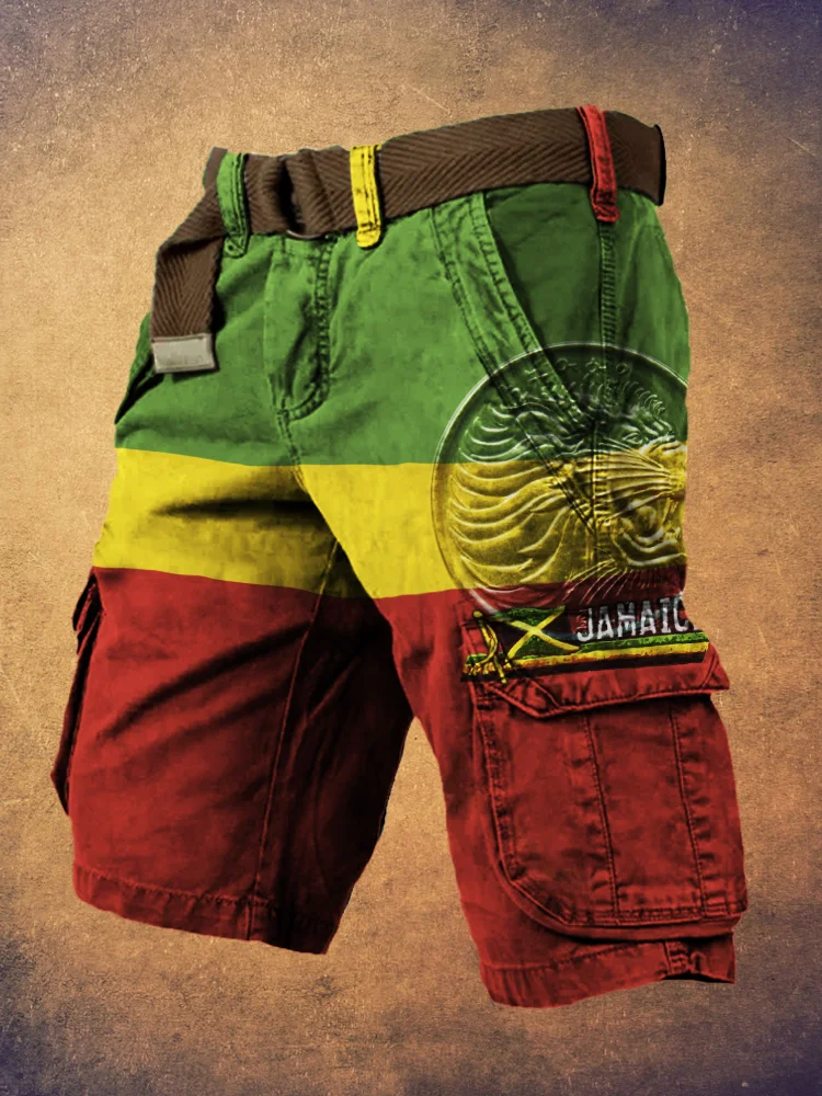 Comstylish Jamaican Lion Vintage Print Men's Work Shorts