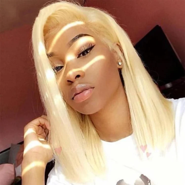 Honey Blonde Bob 13X4 Short Lace Front Human Hair Wigs-elleschic