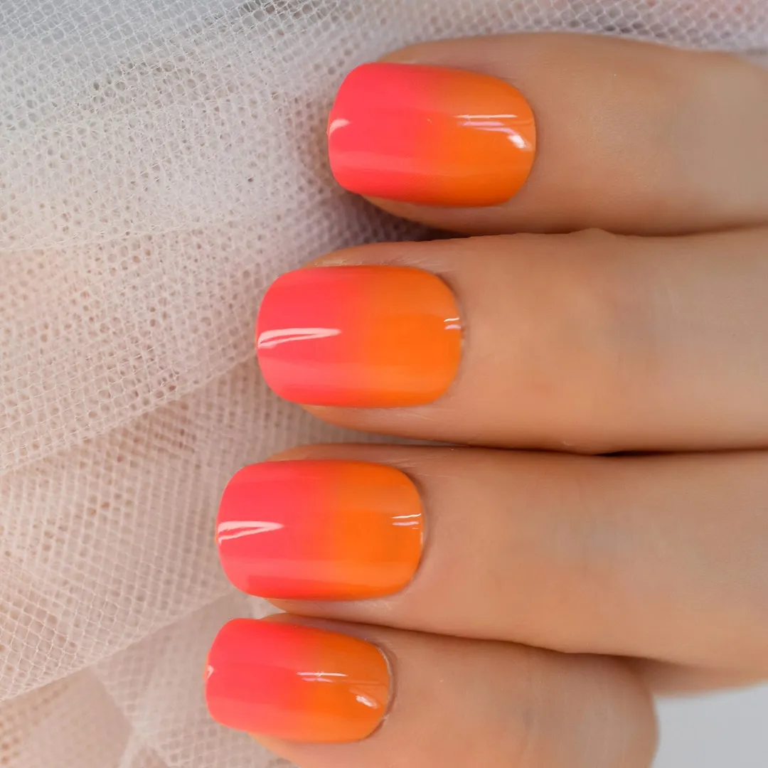 Square Nails Finger Nail Set Press On Acrylic Nail Short Size Pink Colour Manicure Beauty Cool-Nail Inspo
