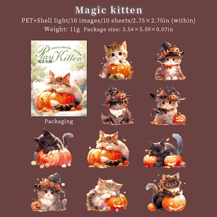 Journalsay 10 Sheets Play Kitten Series Kawaii Flower Cats PET Sticker