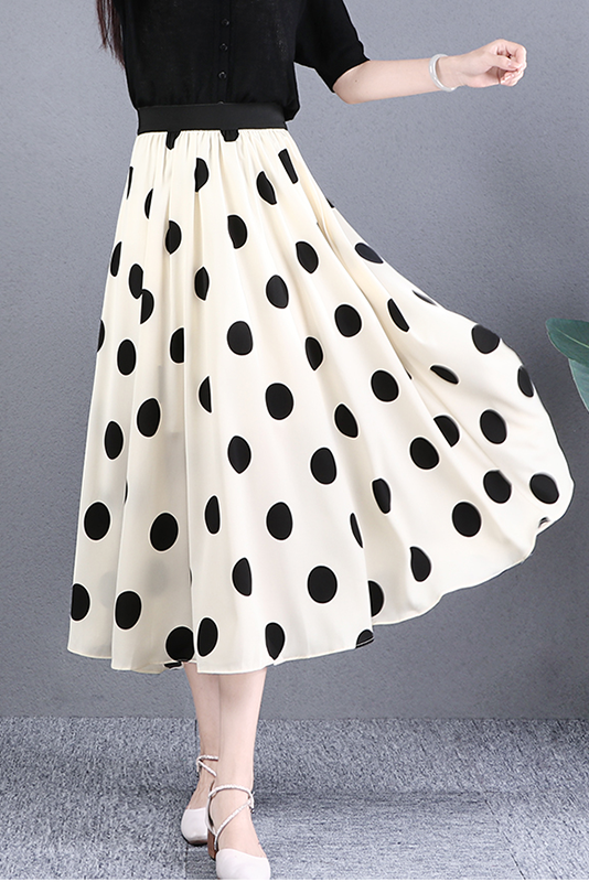 Summer Polka Dot Print A-line Skirt Fashion High Waist Skirt
