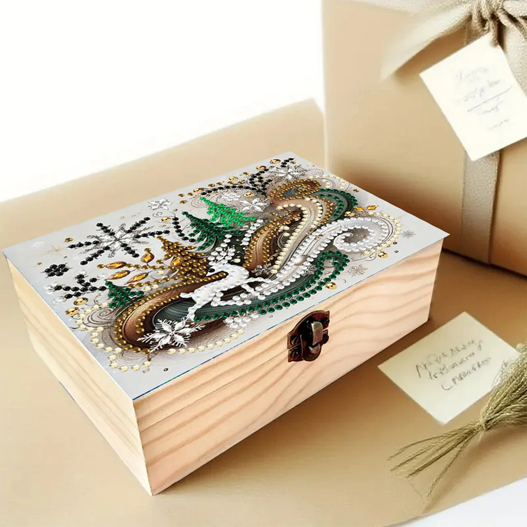 Deer DIY Wooden 5D Diamond Art Diamond Art Storage Box for Adults Gifts Desktop
