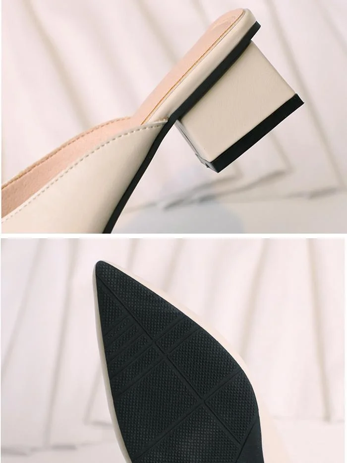 Bag pointed thick heel high heel Muller sandals and slippers