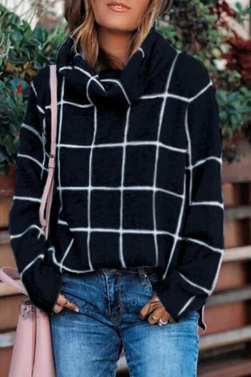Turtleneck Plaid Casual Sweater