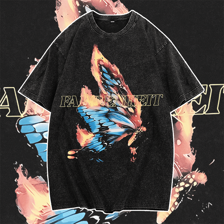 Davidhawaii100% Cotton Casual Fun Street Rock Bright Butterfly T-shirt - 100% Cotton