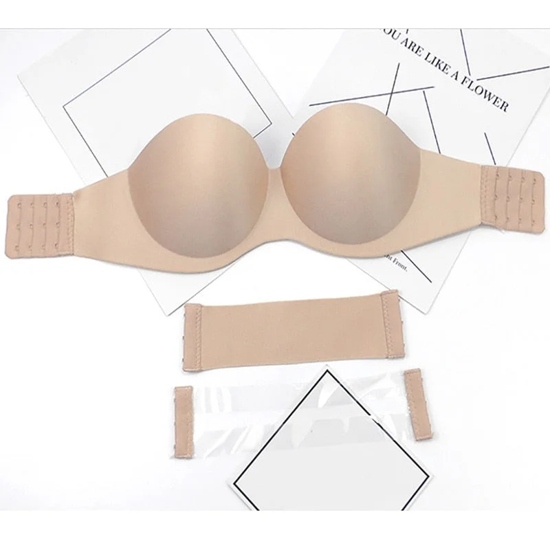 Women Magic Push Up Bra Strapless Women's Bras Underwired 1/2 Cup Back Band Dress Wedding Backless Summer Invisible Bras