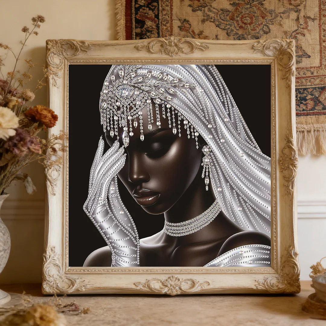 Diamond Painting - Partial Special Shaped Drill - Silver Veil Bride(Canvas|30x30cm)