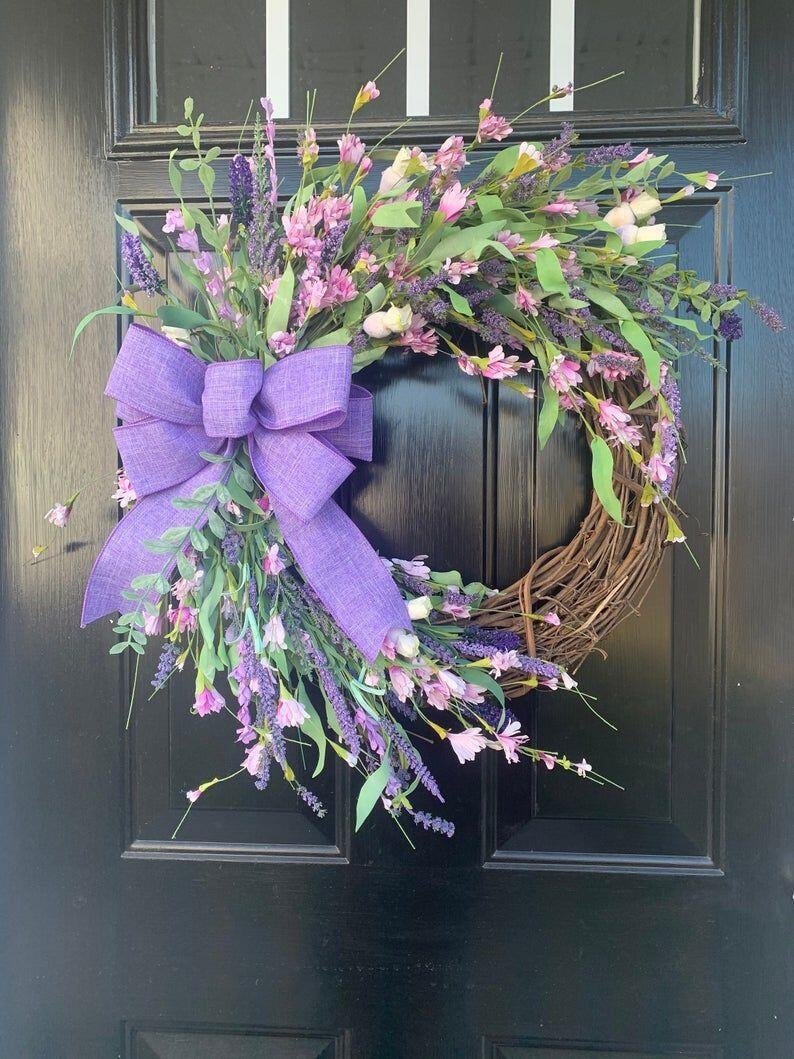 🌸Spring Purple Lavender Grapevine Wreath🔥