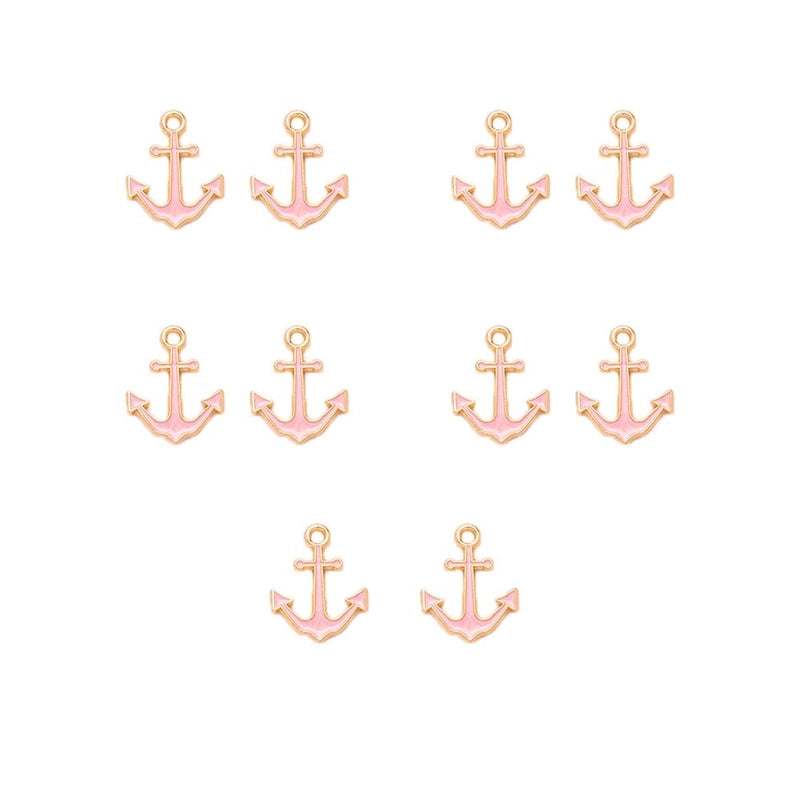 8 Pieces 10 PCS/Package Alloy K Gold Plated Rudder Anchor Pendant Jewelry Accessories