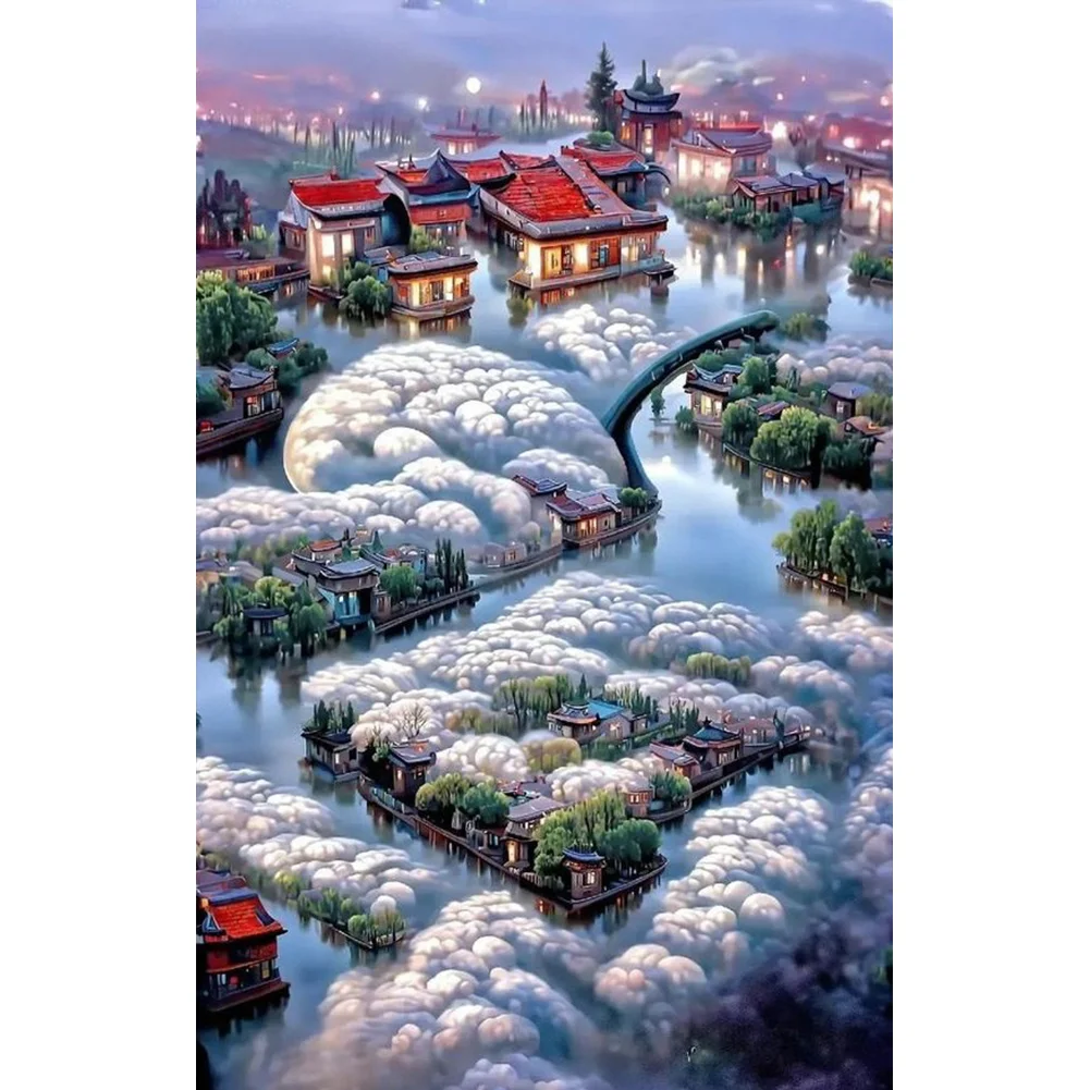 Flower Castle Scenery (canvas) full round or square drill diamond painting