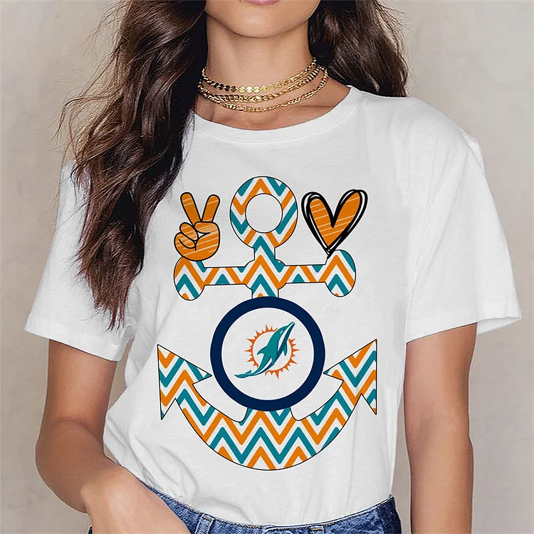 Miami Dolphins  Women's White Relaxed T-Shirt