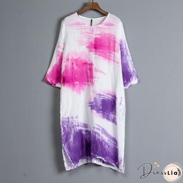 Summer Three-quarter Sleeve Slit Casual Dress