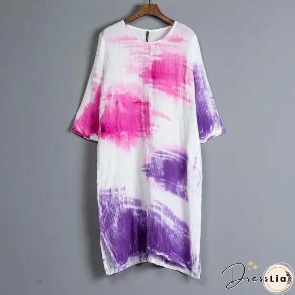 Summer Three-quarter Sleeve Slit Casual Dress