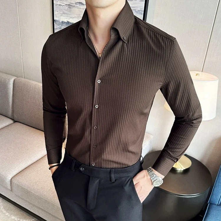 Wrinkle Athletic Collar Striped Shirt