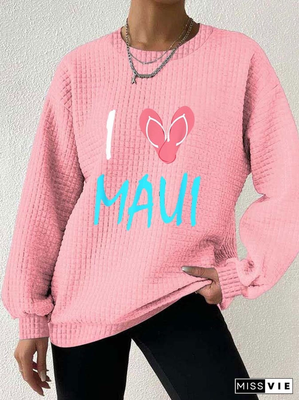 Women's I love maui waffle sweatshirt