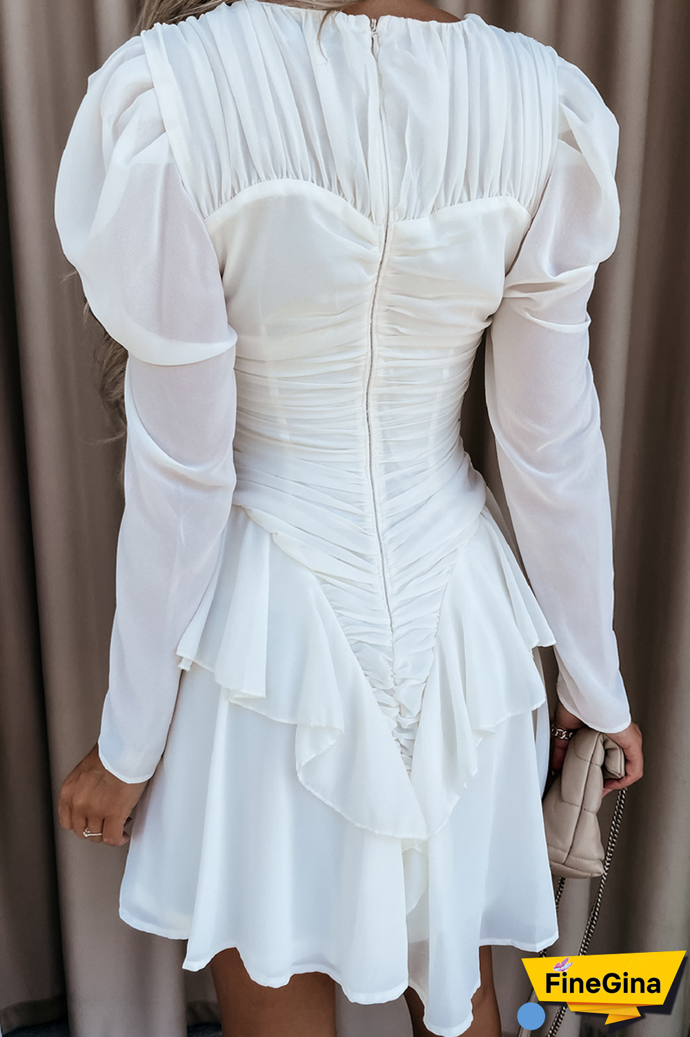 KarliDress V-Neck Long Sleeve Button Down Mini Dress P12891