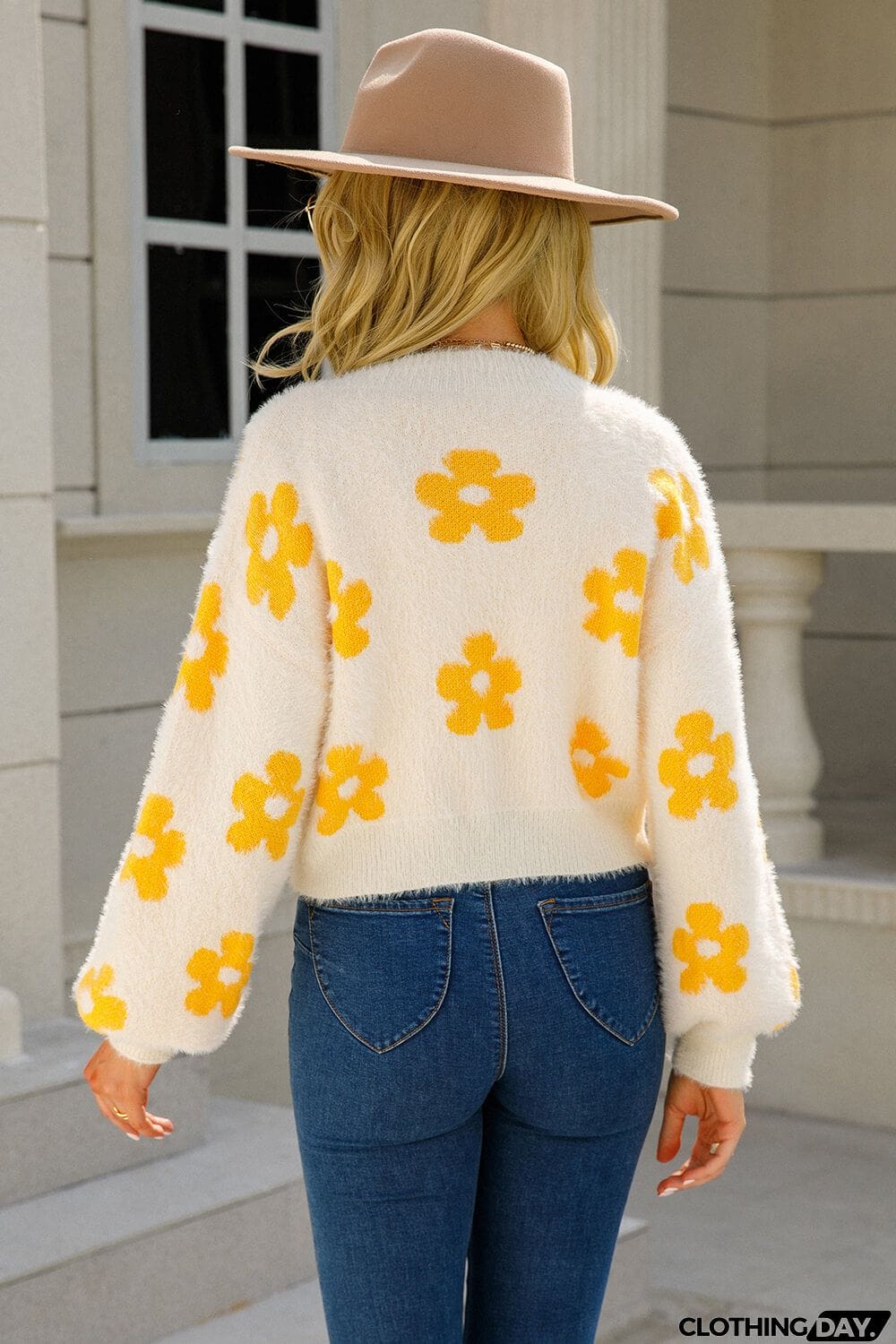 Floral Open Front Fuzzy Cardigan