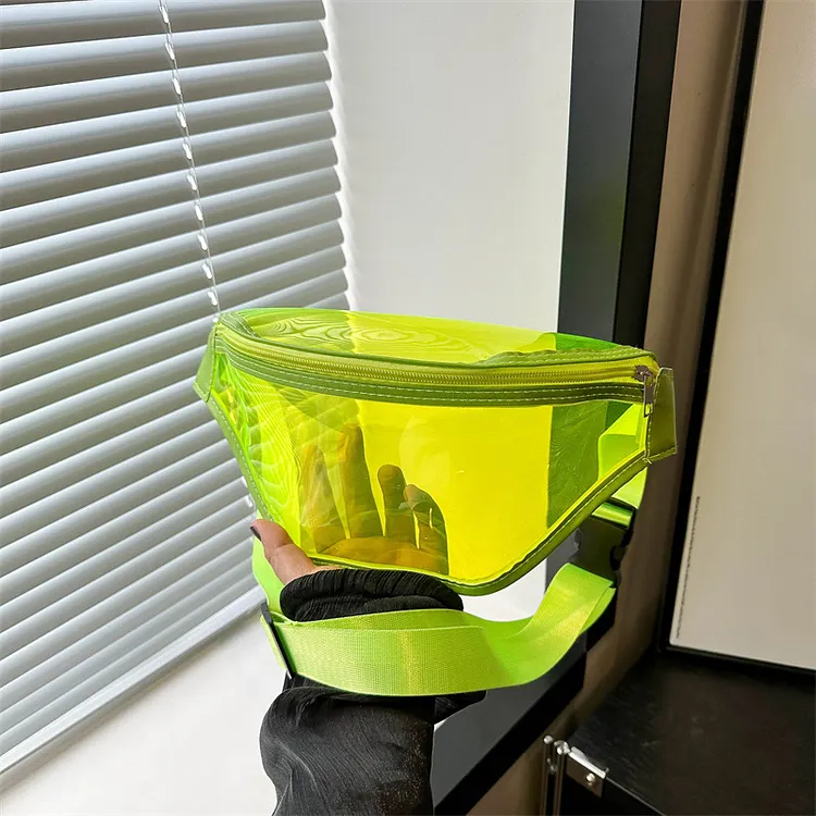 Waterproof Transparent Waist Bag Portable Chinese Style Zipper Pvc Chest Bag Shoulder Bag Banana Bag Transparent Pack Sports