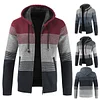 💥2025 New Arrivals!Men's Sweater Striped Contrast Color Knitted Sweater Cardigan Jacket Hoodie Sports Casual Hiking Jacket Zipper Sportswear Autumn And Winter Plus Velvet Thick Warm