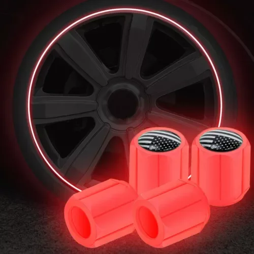Dronehint 4x Luminous Red Car Parts Tire Valve Stem Caps Cover Night Glowing Accessories (For: Acura) Parts