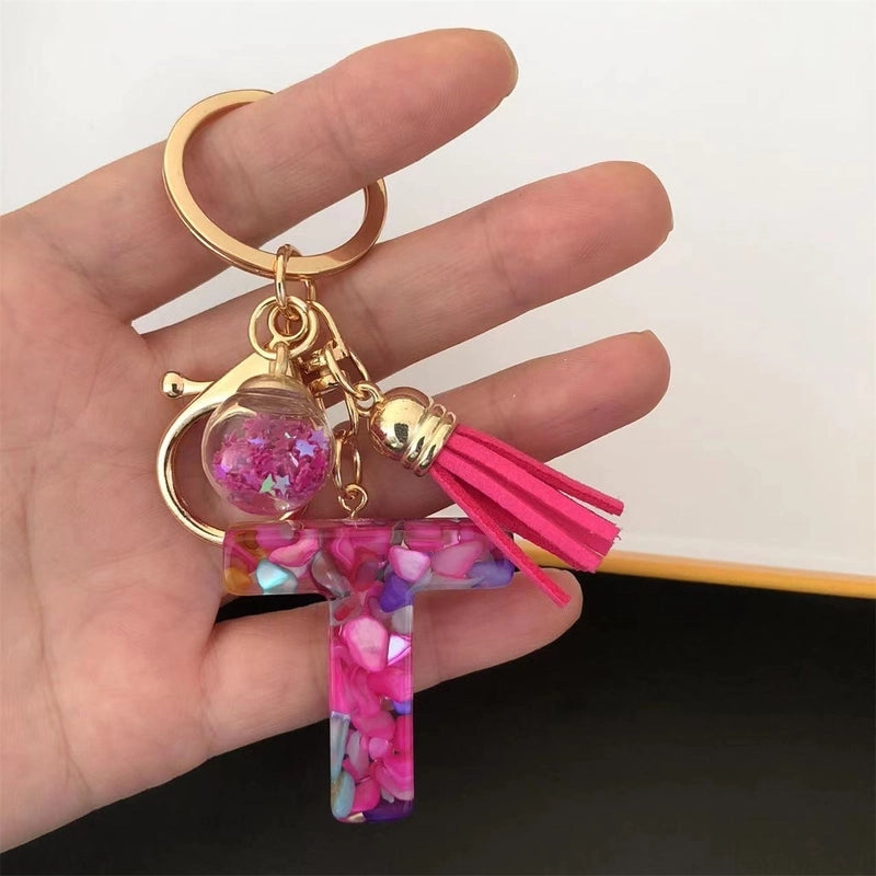 Minimalist Commute Letter Resin Unisex Bag Pendant Keychain