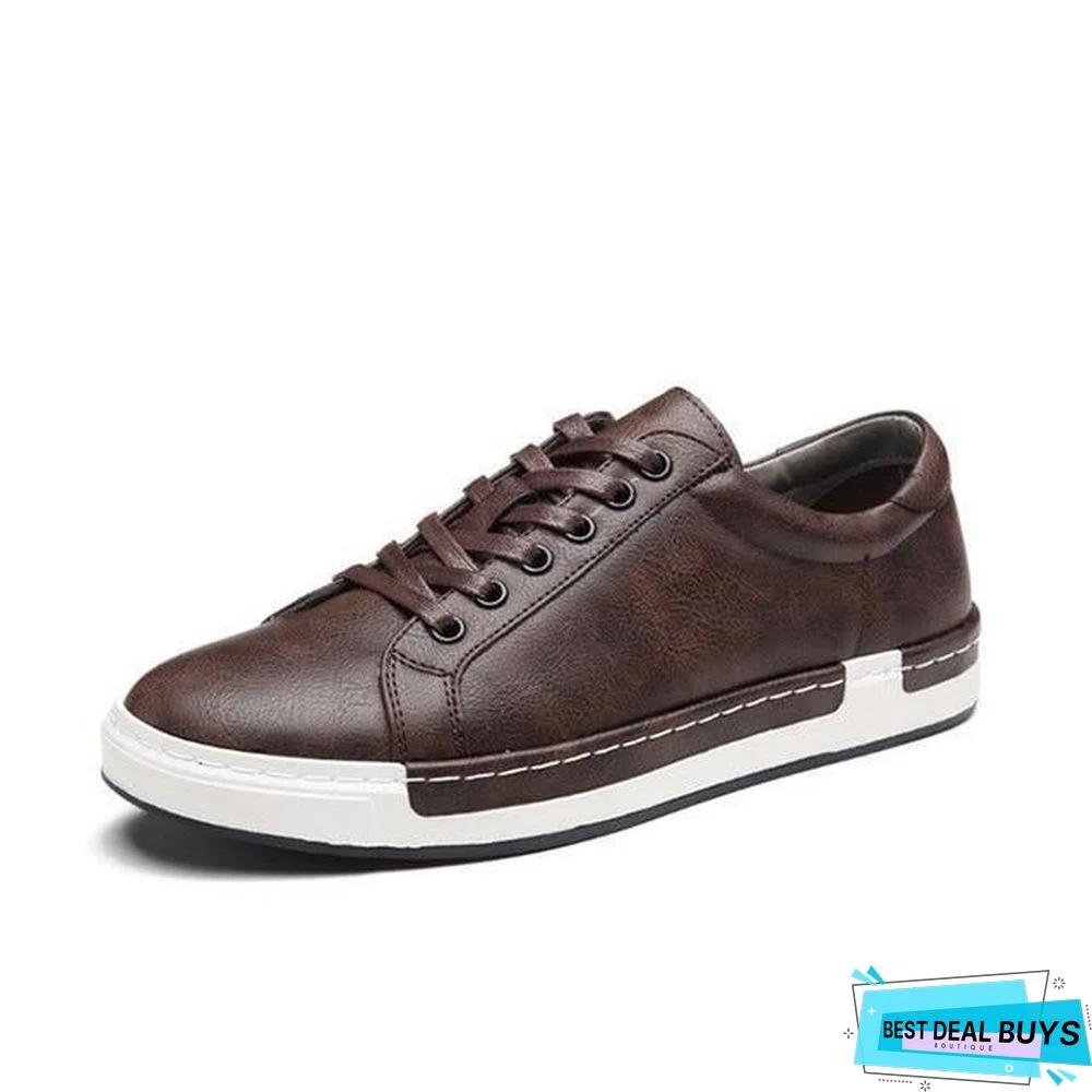 Casual Shoes Men Fashion Vintage Shoes Brown Brand Male Shoes Genuine Leather Men's Leisure Shoes