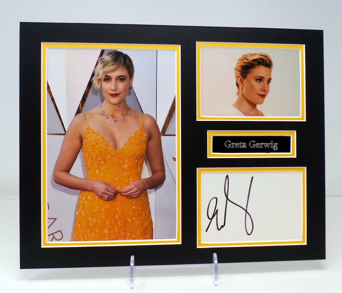 Greta GERWIG Signed Mounted Photo Poster painting Display 2 AFTAL RD COA Sexy American Actress