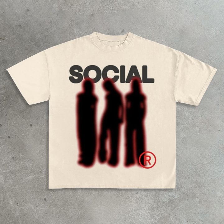 Social Print Cotton T-Shirt