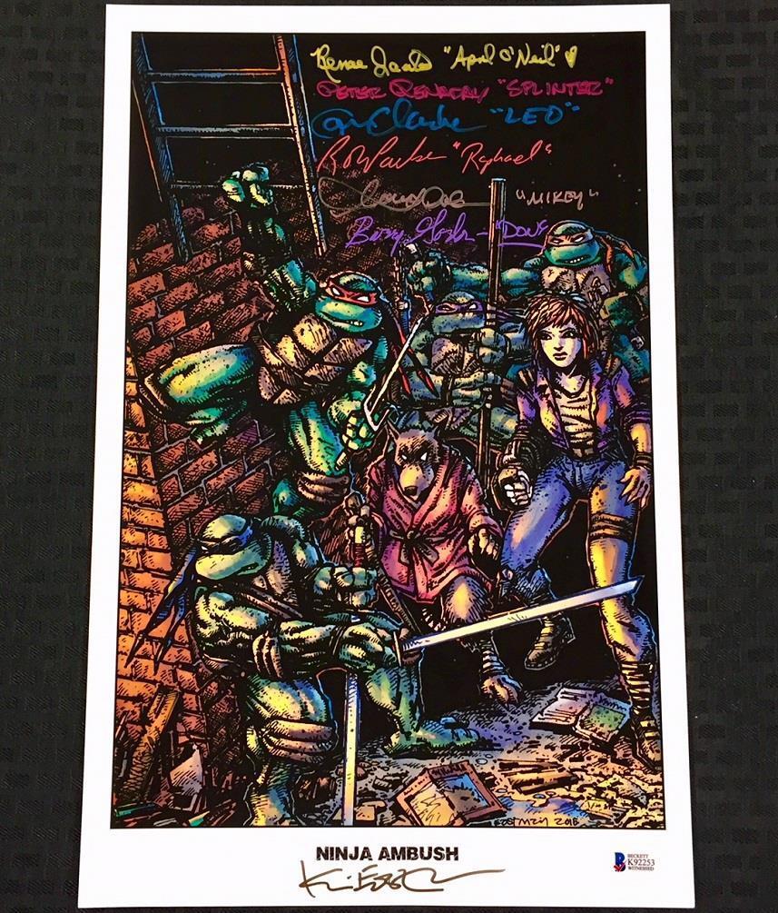 Teenage Mutant Ninja Turtles TMNT Cast (7) Signed 11x17 Photo Poster painting w/ Beckett BAS COA