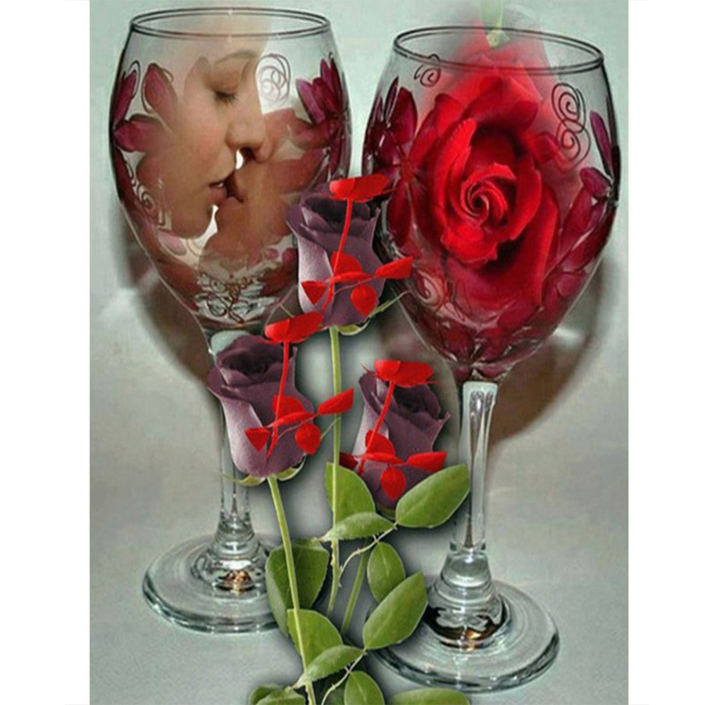 

30*40CM - Round Drill Diamond Painting - Valentines Day Rose, 501 Original