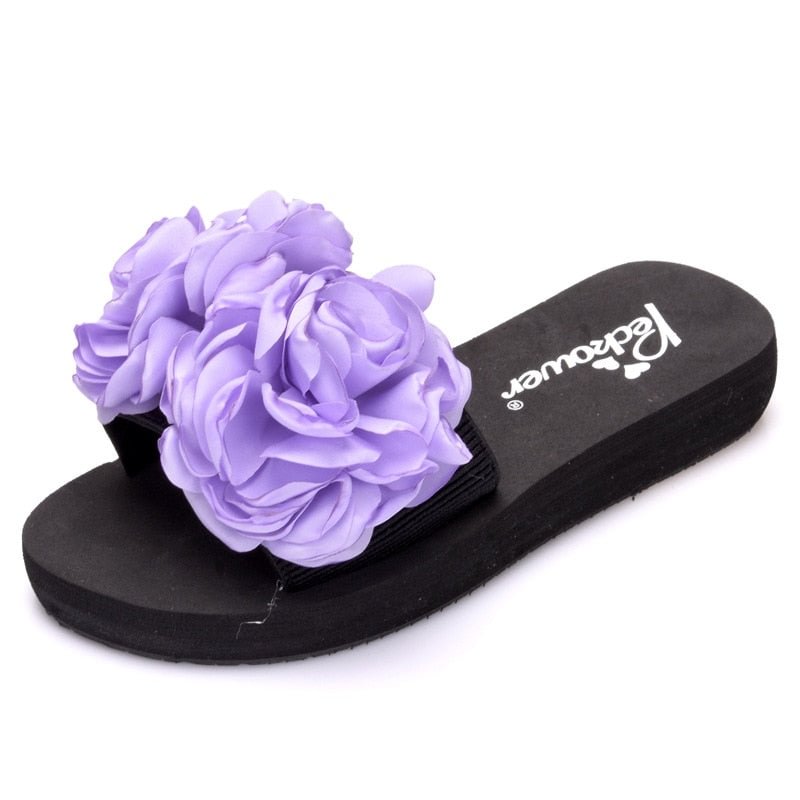 Women's Flower Sandals Summer Wedge Slippers Shoes Women Comfortable Flip Flops Female Ladies Sandals Lady Casual Slides hy449