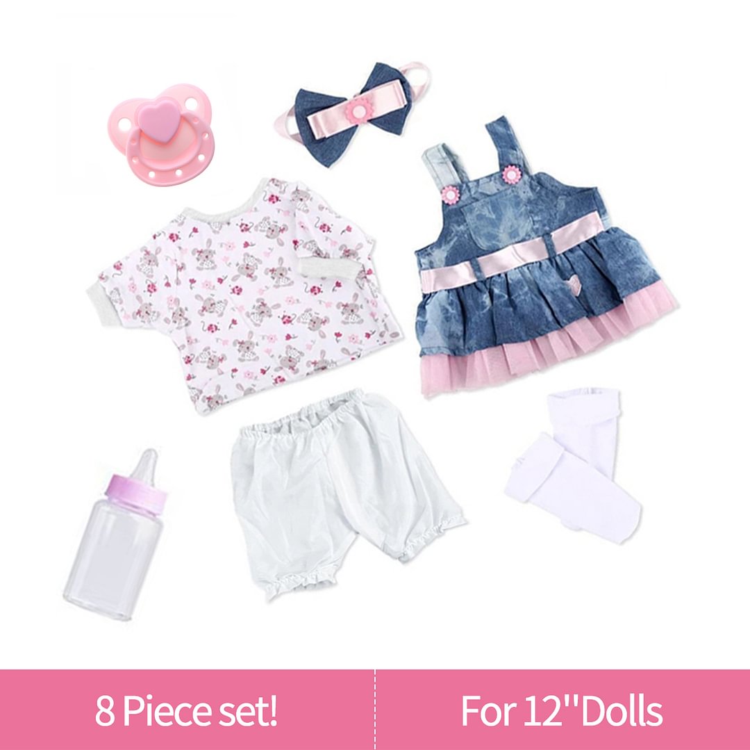 [Suitable for 12'' Mini doll]Adoption Reborn Baby Essentials-8pcs Gift Set B