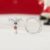 Reindeer Hoop Earrings 925 Sterling Silver